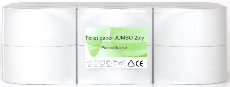 Toaletný papier JUMBO 19cm, 2 vr. celulóza